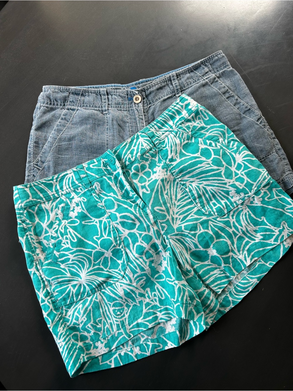 Set of 2 Tommy Bahama 100% Linen Blue Slub Casual Shorts - Size 10